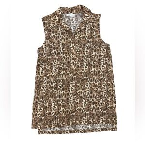 Victor Alfaro Leopard Print Sleeveless Blouse
